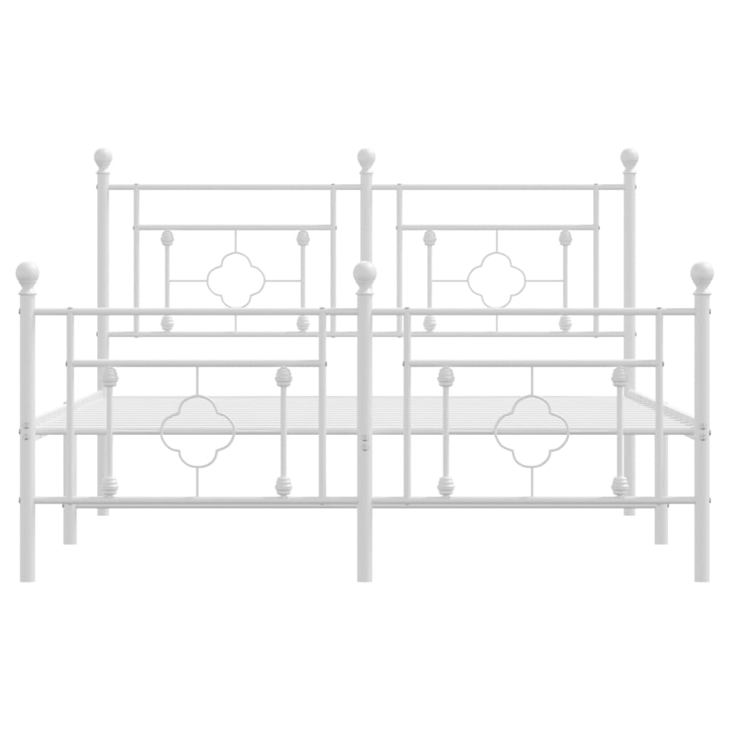 vidaXL Bedframe met hoofd- en voeteneinde metaal wit 140x190 cm, foto 4