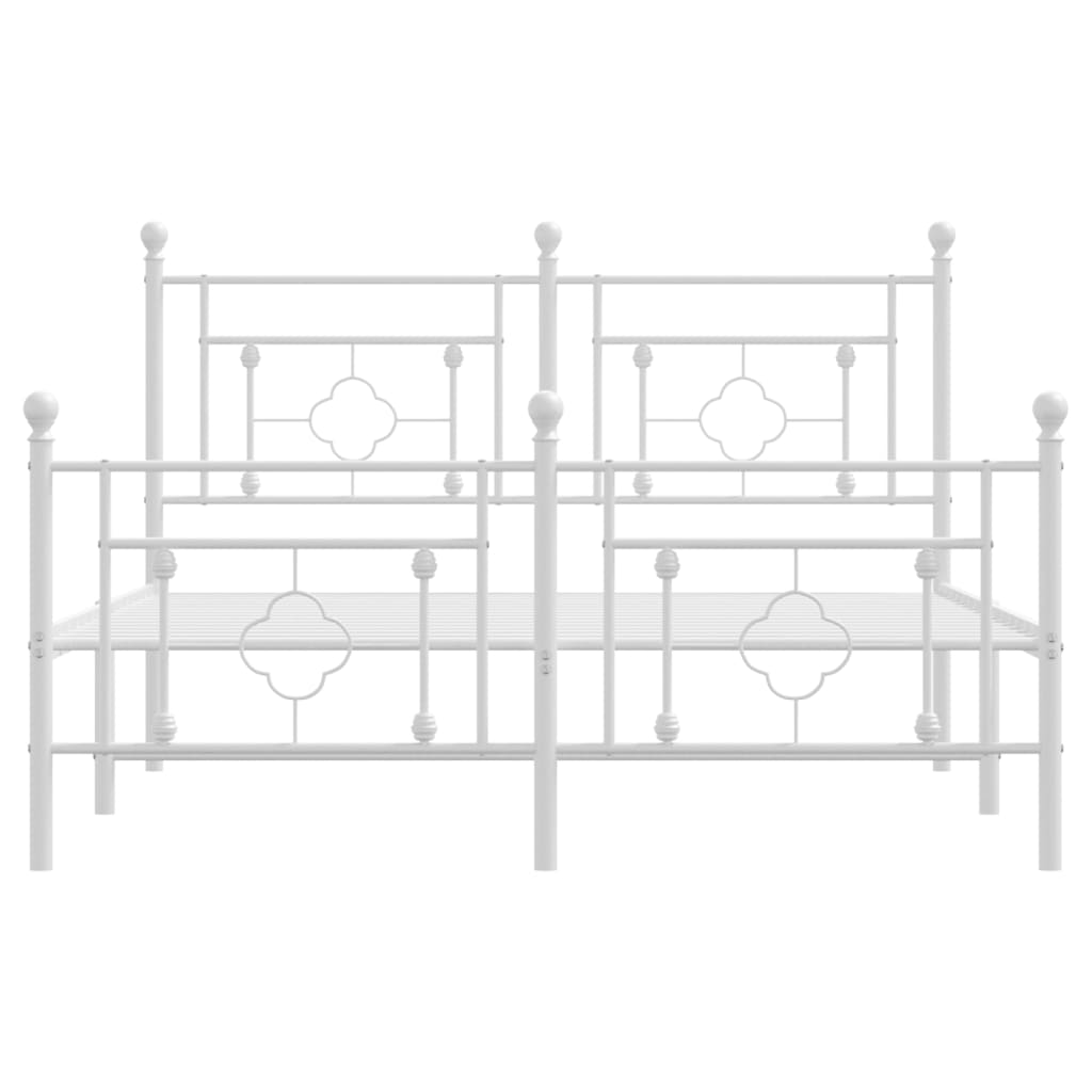 vidaXL Bedframe met hoofd- en voeteneinde metaal wit 140x200 cm, foto 4