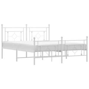 Kovový rám postele s hlavovým a nožním čelem bílý 150 x 200 cm - obrázek 2