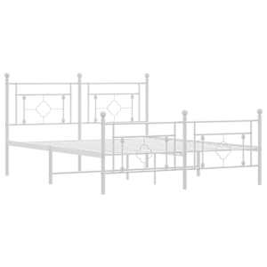 Kovový rám postele s hlavovým a nožním čelem bílý 150 x 200 cm - obrázek 4