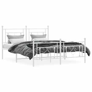 Kovový rám postele s hlavovým a nožním čelem bílý 150 x 200 cm - obrázek 5