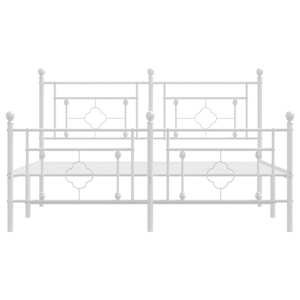 Kovový rám postele s hlavovým a nožním čelem bílý 150 x 200 cm - obrázek 6