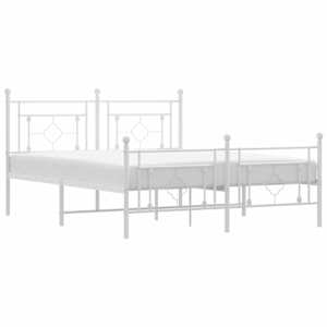 Kovový rám postele s hlavovým a nožním čelem bílý 160 x 200 cm - obrázek 2
