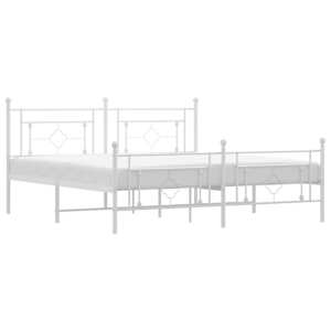 Kovový rám postele s hlavovým a nožním čelem bílý 180 x 200 cm - obrázek 2