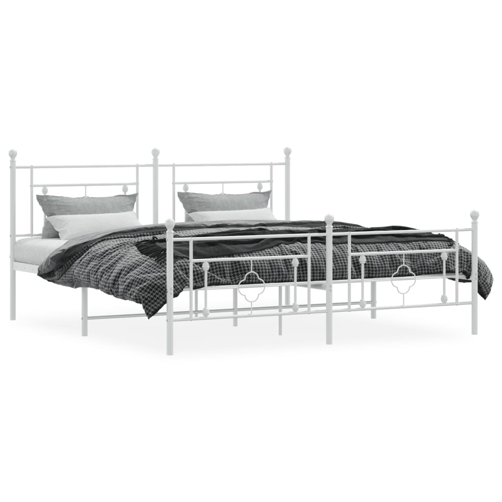 vidaXL Bedframe met hoofd- en voeteneinde metaal wit 180x200 cm afbeelding
