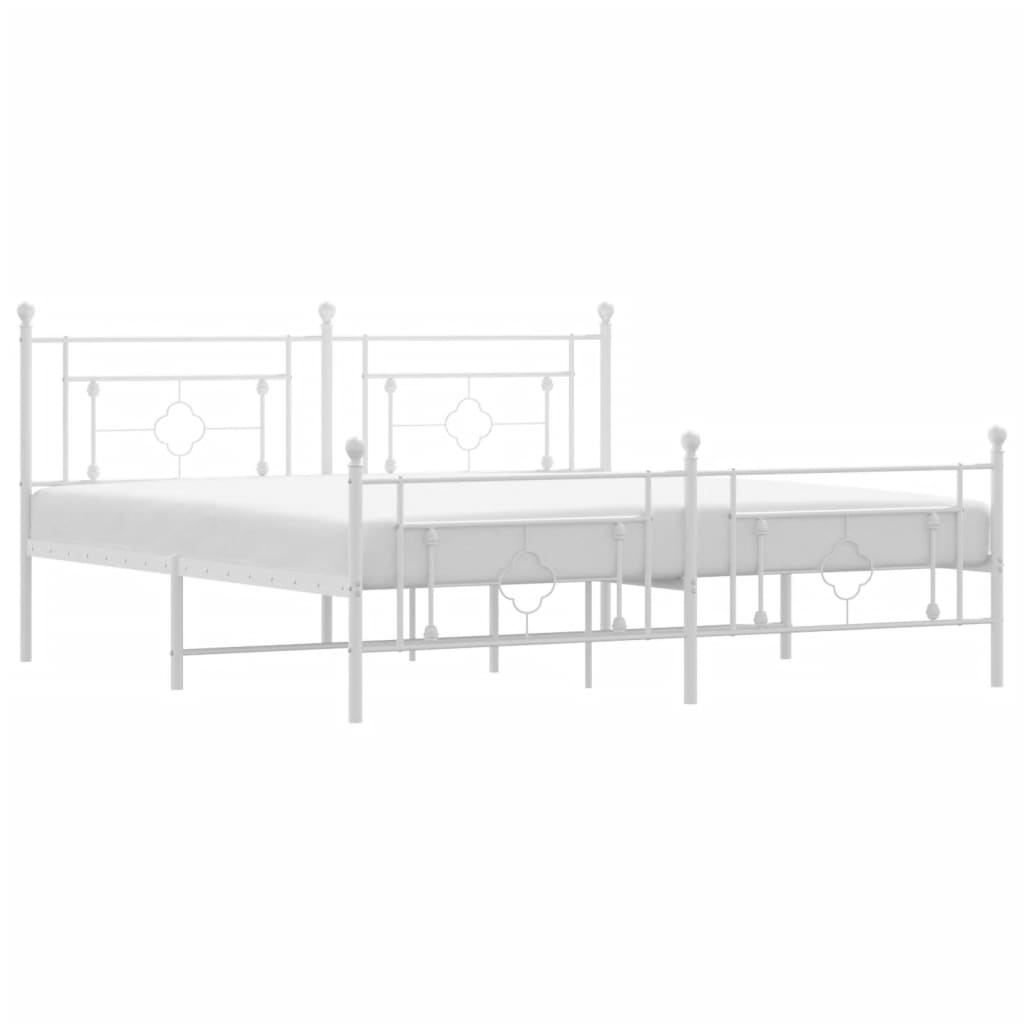 vidaXL Bedframe met hoofd- en voeteneinde metaal wit 183x213 cm, foto 3