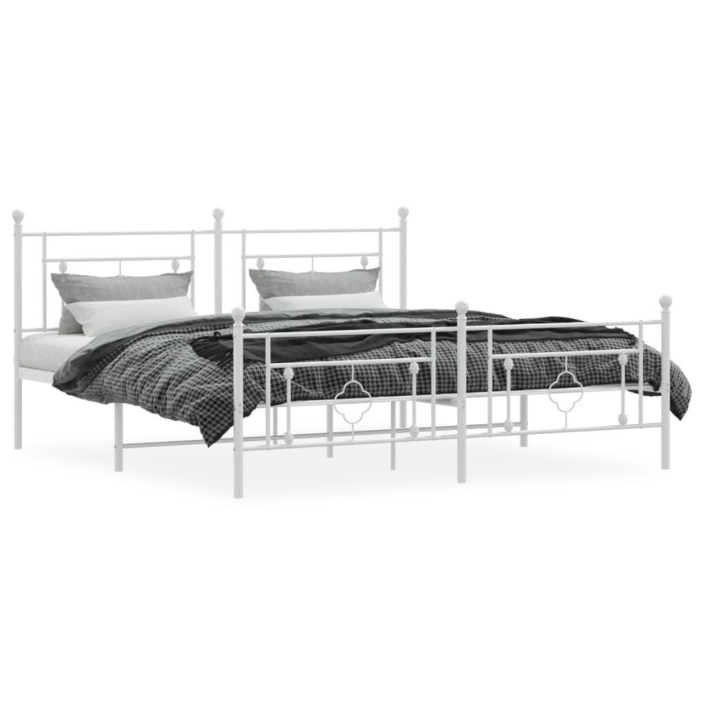 vidaXL Bedframe met hoofd- en voeteneinde metaal wit 183x213 cm, foto 2