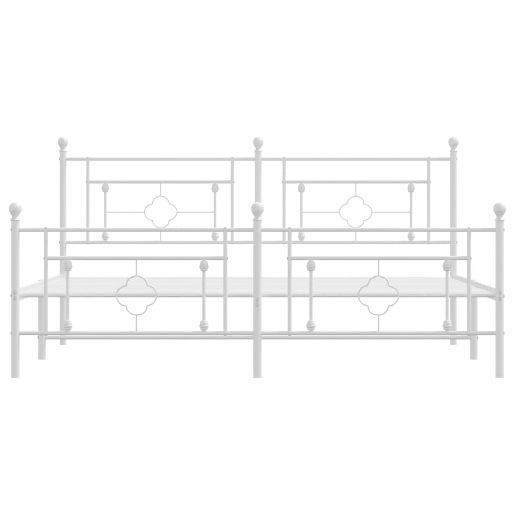 vidaXL Bedframe met hoofd- en voeteneinde metaal wit 183x213 cm, foto 4