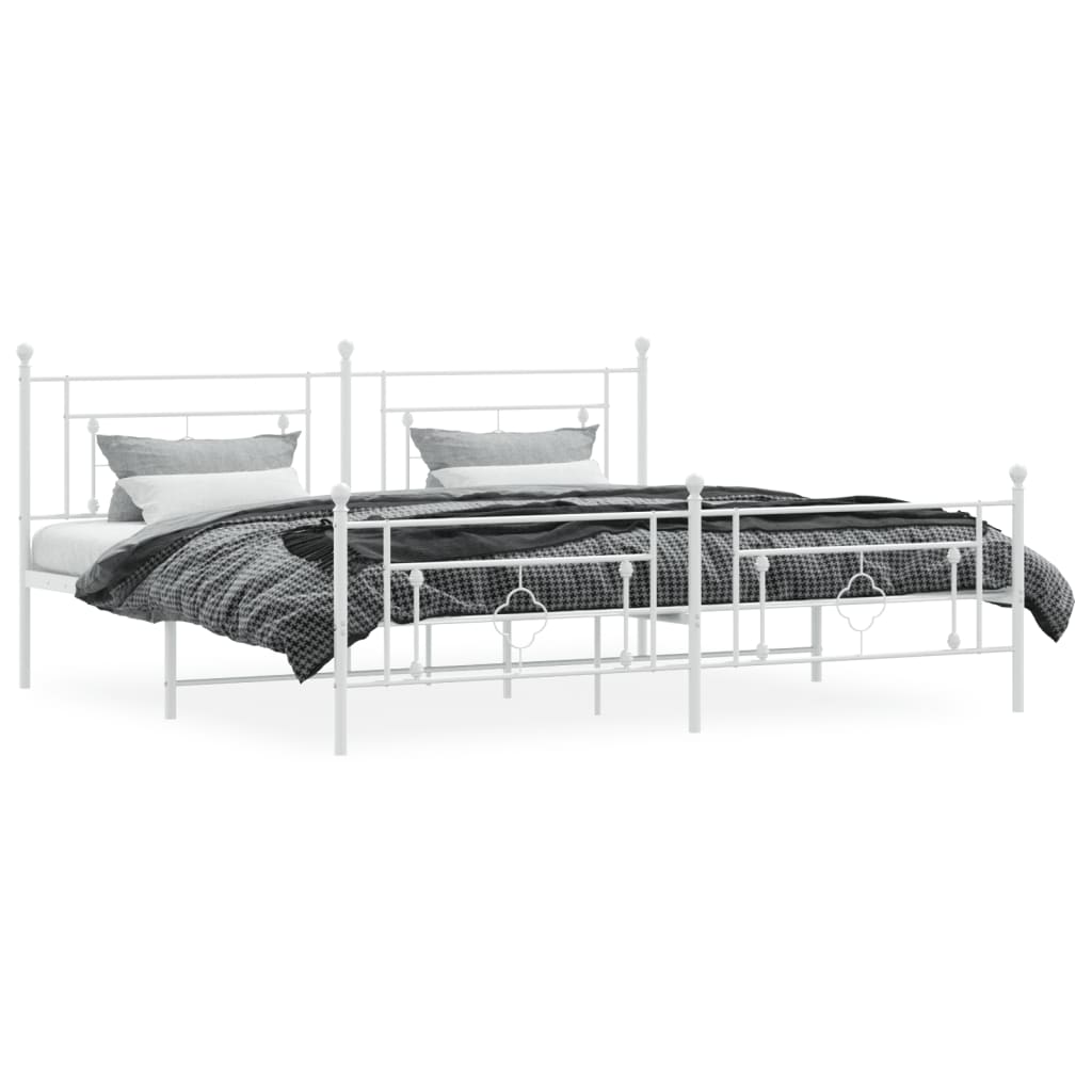 vidaXL Bedframe met hoofd- en voeteneinde metaal wit 200x200 cm afbeelding