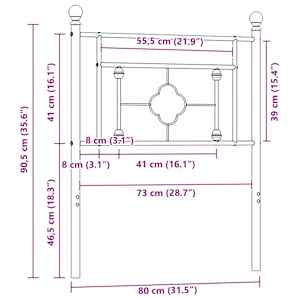 Kovové náhradní čelo postele bílé 75 cm - obrázek 7