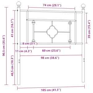 Kovové náhradní čelo postele bílé 100 cm - obrázek 7