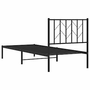 Kovový rám postele s čelem černý 80 x 200 cm - obrázek 7