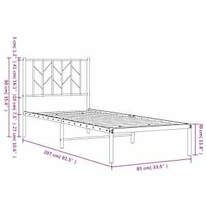 Kovový rám postele s čelem černý 80 x 200 cm - obrázek 10
