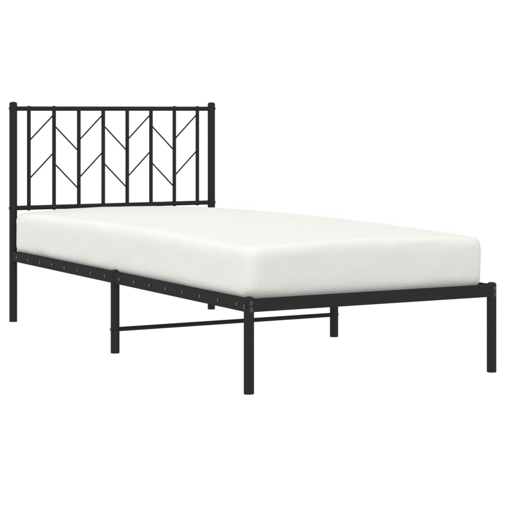vidaXL Bedframe met hoofdbord metaal zwart 90x200 cm afbeelding