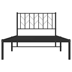 Kovový rám postele s čelem černý 100 x 190 cm - obrázek 5