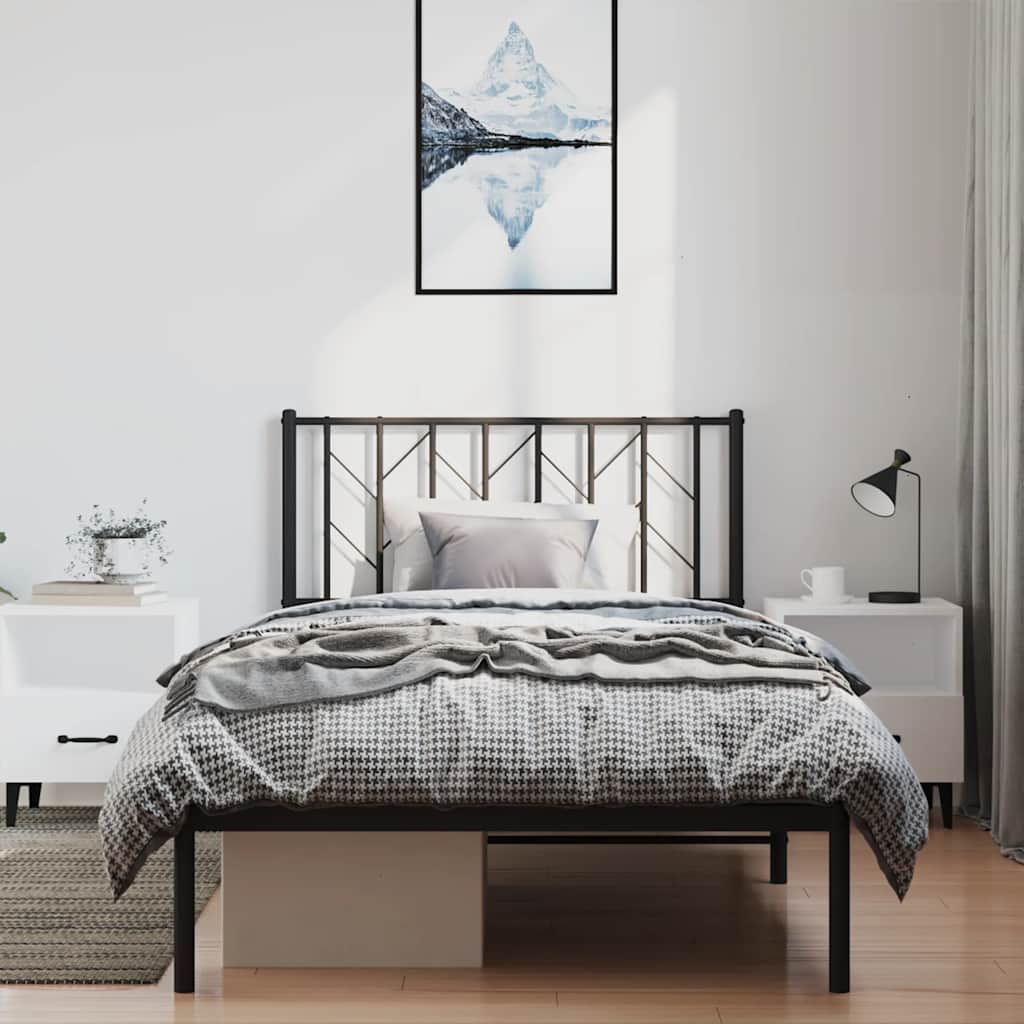 vidaXL Bedframe met hoofdbord metaal zwart 100x200 cm afbeelding