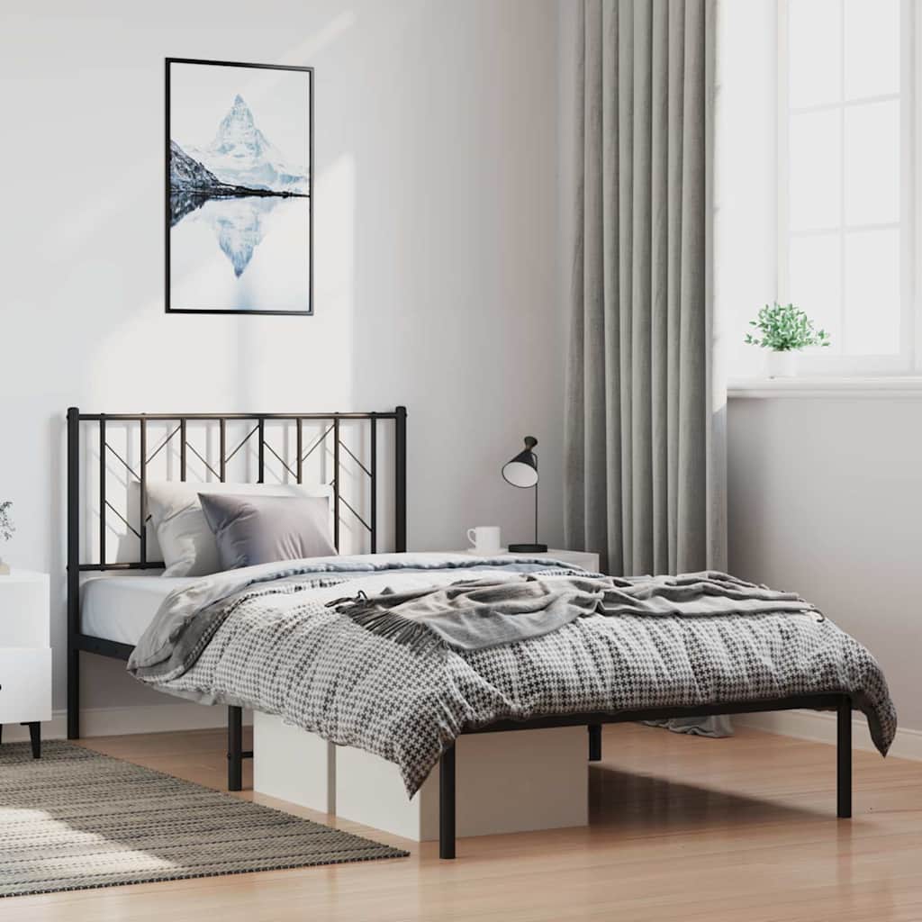 vidaXL Sengeramme i metall med hodegavl svart 100x200 cm