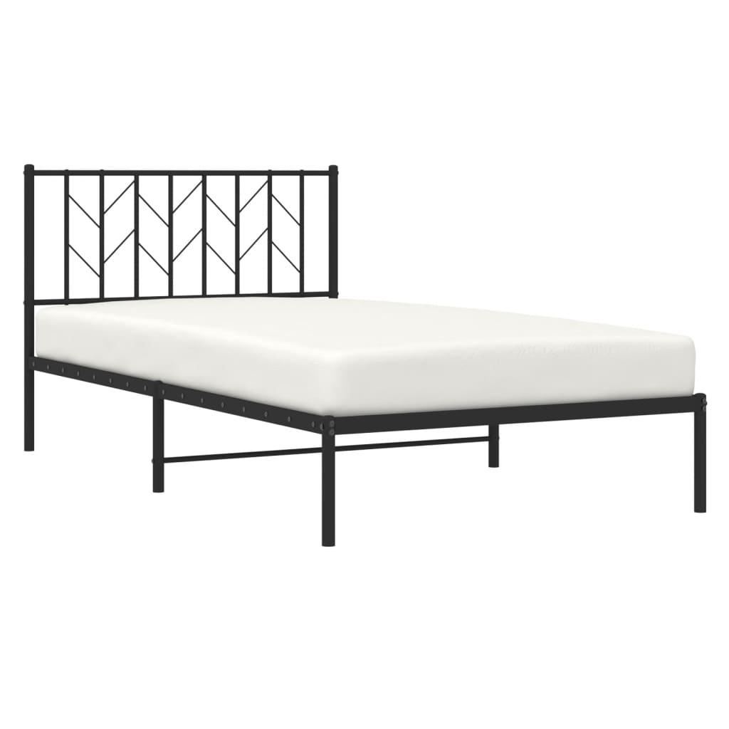 vidaXL Bedframe met hoofdbord metaal zwart 107x203 cm afbeelding