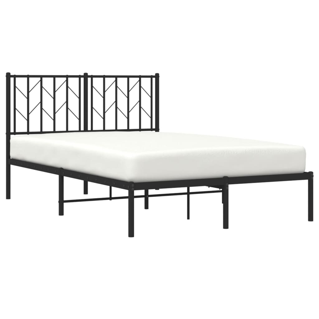 vidaXL Metal Bed Frame without Mattress with Headboard Black 120x190cm