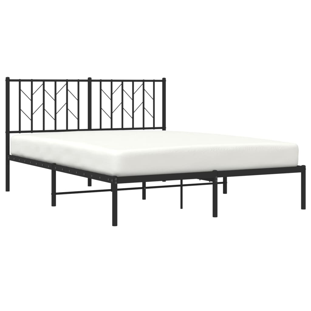 vidaXL Bedframe met hoofdbord metaal zwart 140x190 cm afbeelding