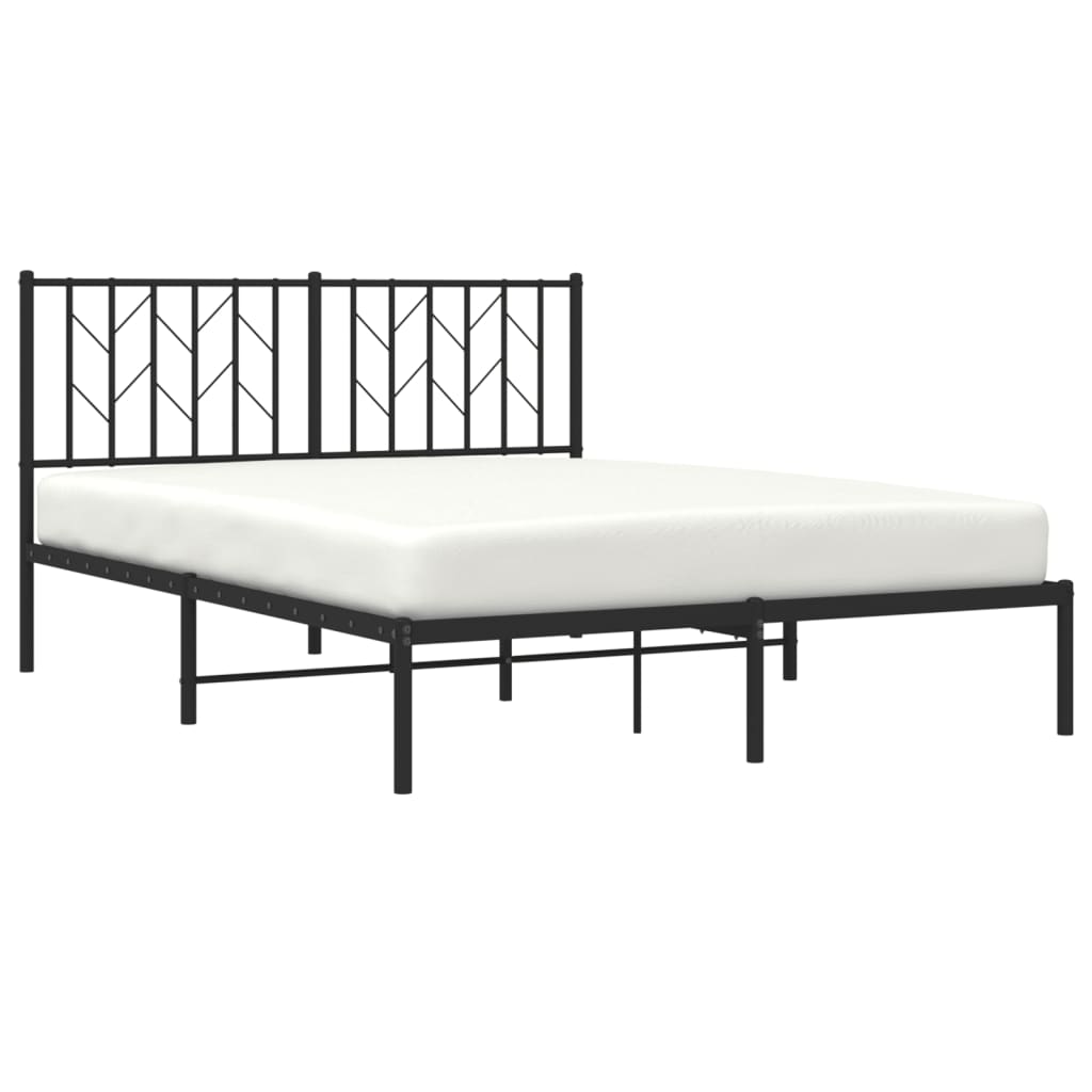 vidaXL Bedframe met hoofdbord metaal zwart 140x200 cm afbeelding