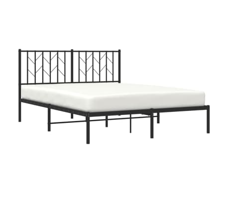 vidaXL Estructura cama sin colch&oacute;n con cabecero metal negro 140x200 cm
