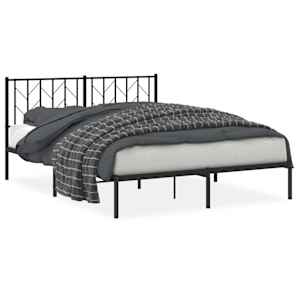 Kovový rám postele s čelem černý 150 x 200 cm - obrázek 2