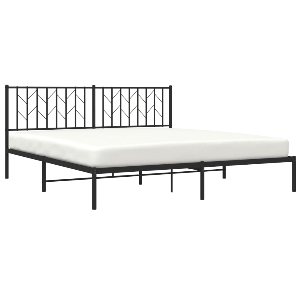 vidaXL Bedframe met hoofdbord metaal zwart 180x200 cm afbeelding