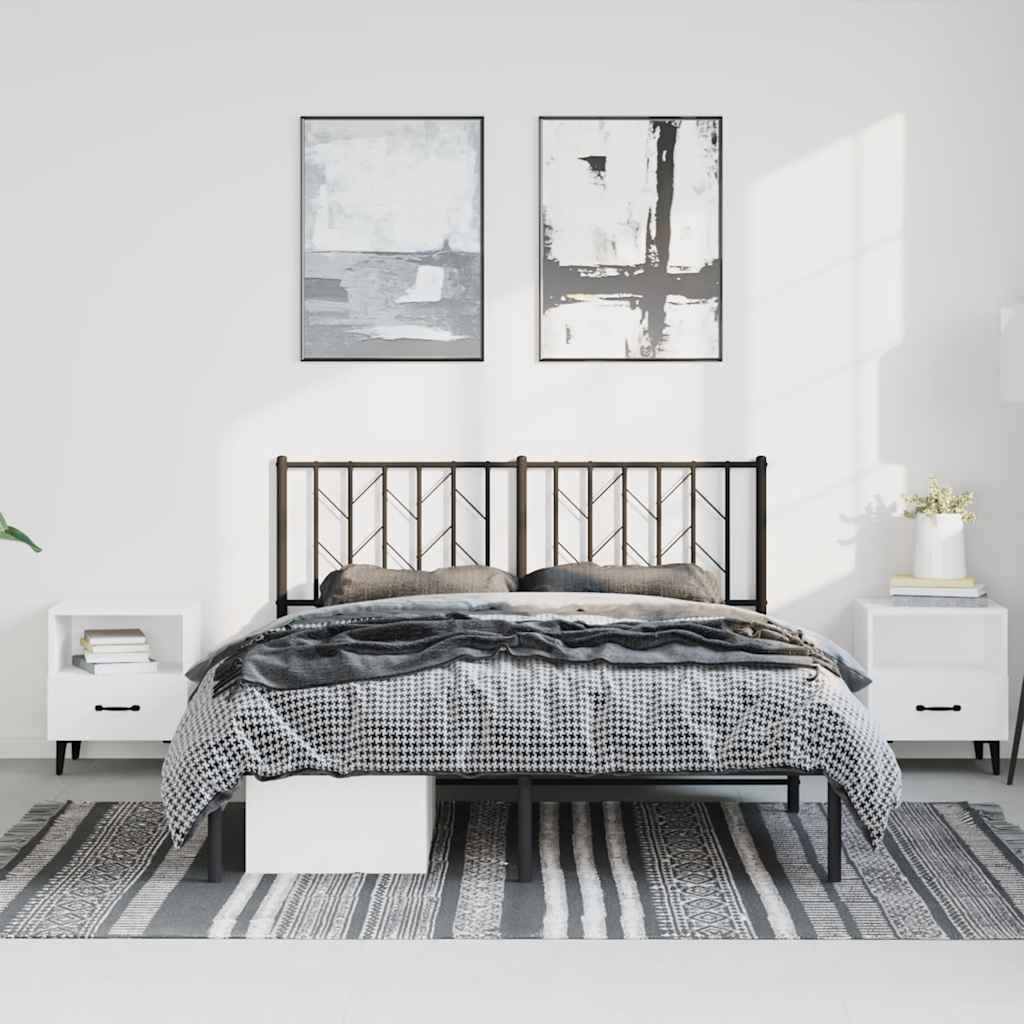 vidaXL Bedframe met hoofdbord metaal zwart 193x203 cm afbeelding