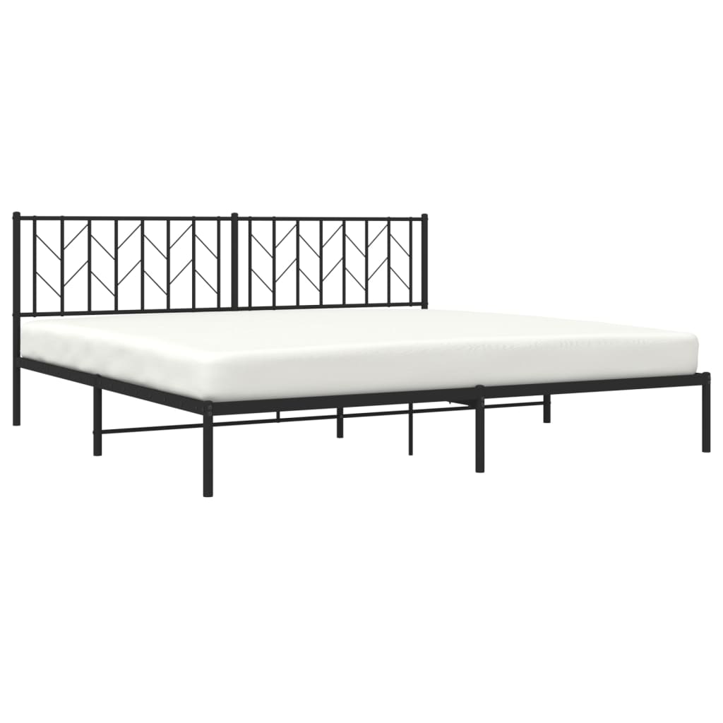 vidaXL Bedframe met hoofdbord metaal zwart 200x200 cm, foto 2