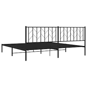Kovový rám postele s čelem černý 200 x 200 cm - obrázek 7