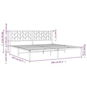 Kovový rám postele s čelem černý 200 x 200 cm - obrázek 10