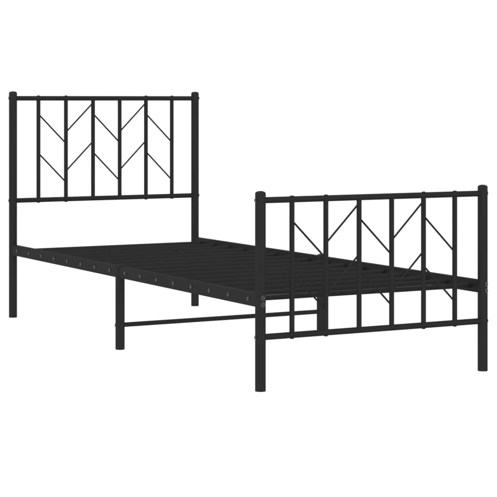 vidaXL Kovový rám postele s čelom a podnožkou čierny 80x200 cm