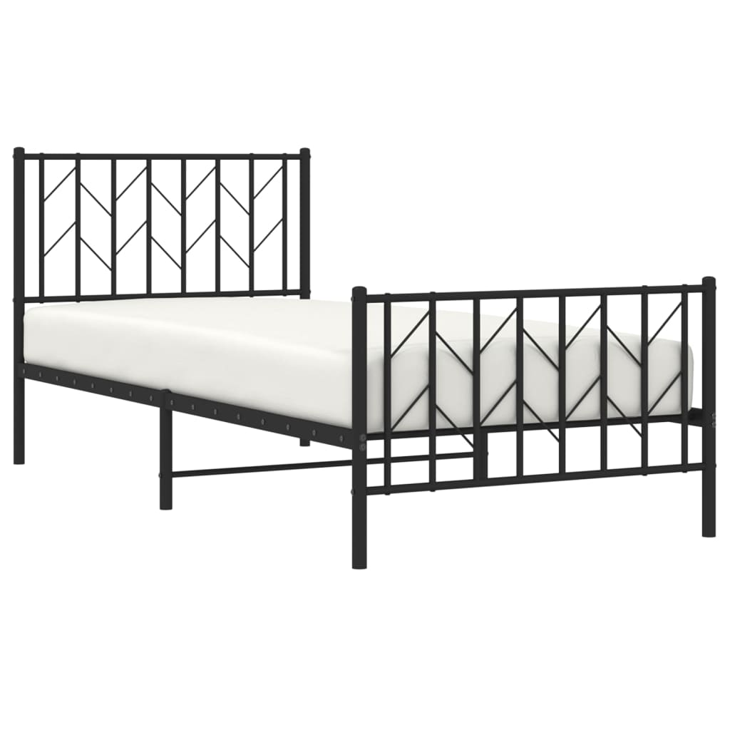 vidaXL Bedframe met hoofd- en voeteneinde metaal zwart 90x200 cm afbeelding