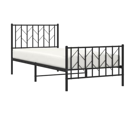 vidaXL Bedframe met hoofd- en voeteneinde metaal zwart 90x200 cm