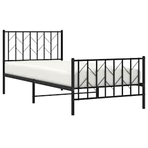 Kovový rám postele s hlavovým a nožním čelem černý 90 x 200 cm - obrázek 3