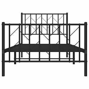 Kovový rám postele s hlavovým a nožním čelem černý 90 x 200 cm - obrázek 5