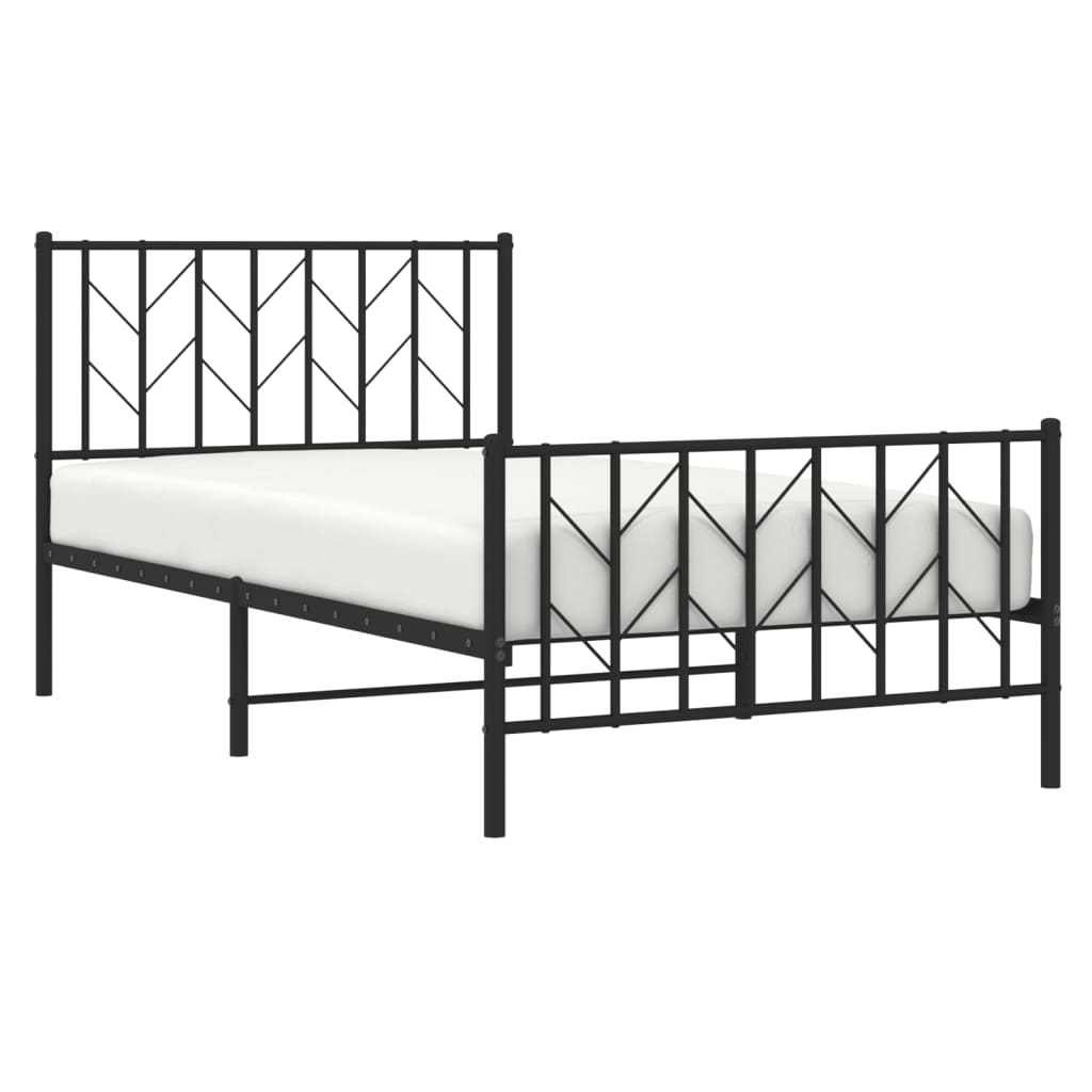 vidaXL Bedframe met hoofd- en voeteneinde metaal zwart 100x190 cm afbeelding