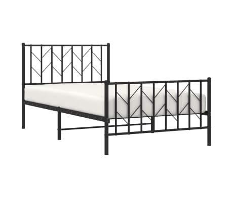 vidaXL Cadru pat metalic cu tăblii de cap/picioare, negru, 100x190 cm