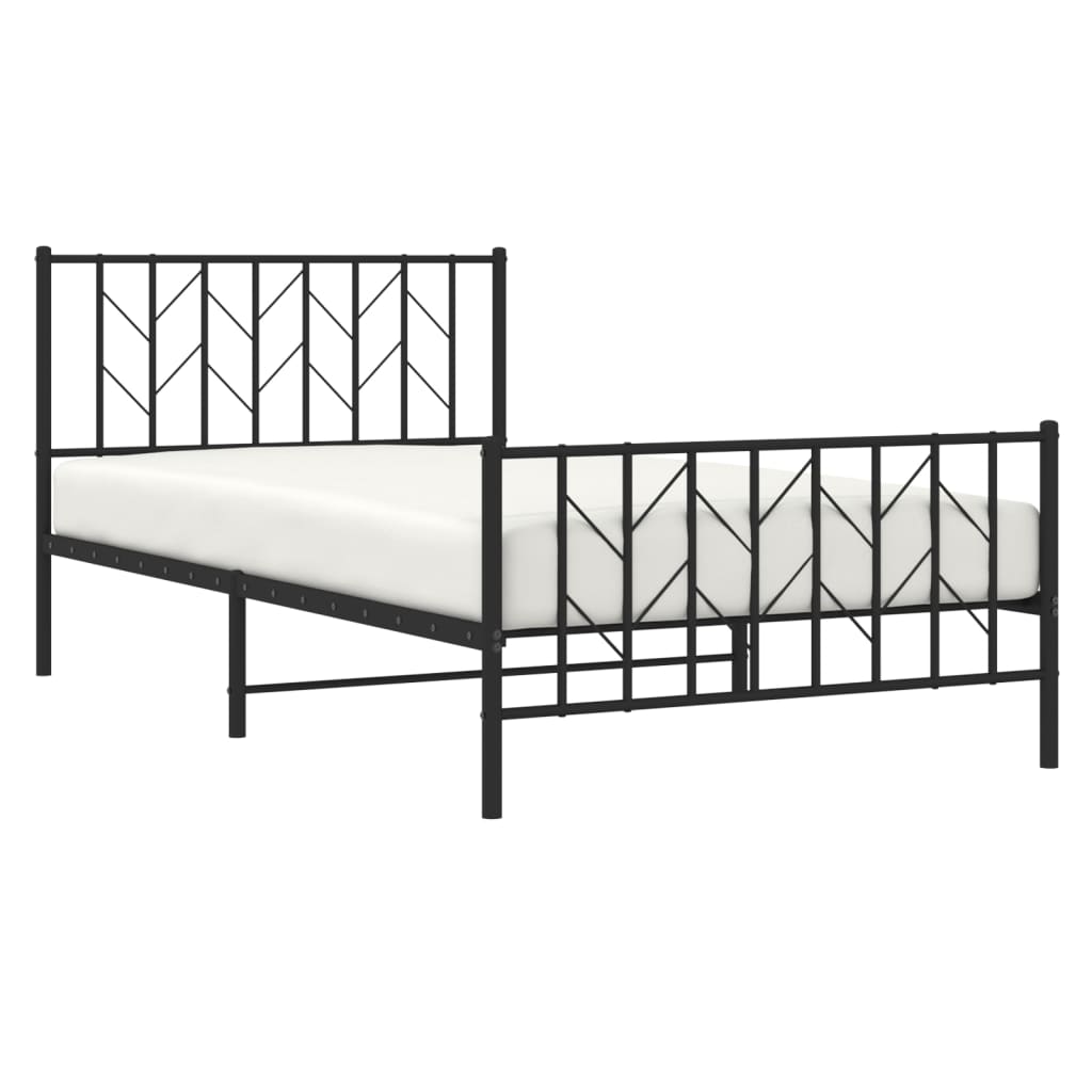 vidaXL Bedframe met hoofd- en voeteneinde metaal zwart 107x203 cm afbeelding