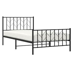 Kovový rám postele s hlavovým a nožním čelem černý 107 x 203 cm - obrázek 3