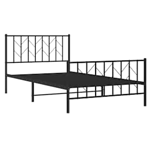 Kovový rám postele s hlavovým a nožním čelem černý 107 x 203 cm - obrázek 4