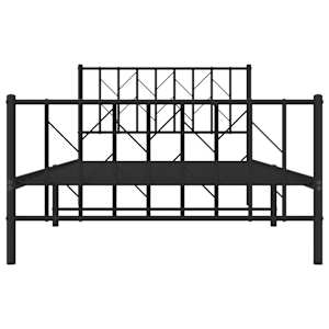 Kovový rám postele s hlavovým a nožním čelem černý 107 x 203 cm - obrázek 5
