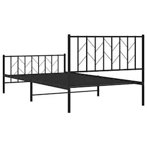 Kovový rám postele s hlavovým a nožním čelem černý 107 x 203 cm - obrázek 7