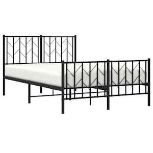 Kovový rám postele s hlavovým a nožním čelem černý 120 x 200 cm - obrázek 3