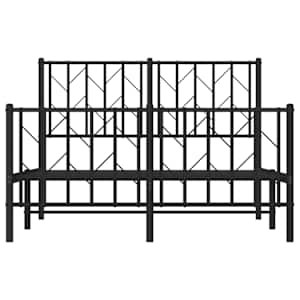 Kovový rám postele s hlavovým a nožním čelem černý 120 x 200 cm - obrázek 5