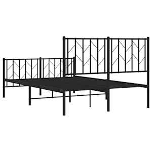 Kovový rám postele s hlavovým a nožním čelem černý 120 x 200 cm - obrázek 7