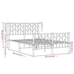 Kovový rám postele s hlavovým a nožním čelem černý 120 x 200 cm - obrázek 10