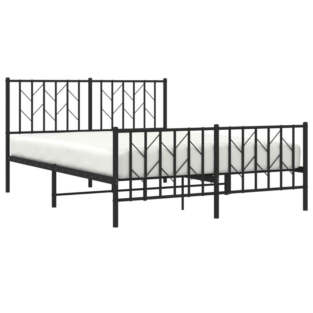 vidaXL Bedframe met hoofd- en voeteneinde metaal zwart 140x200 cm, foto 2