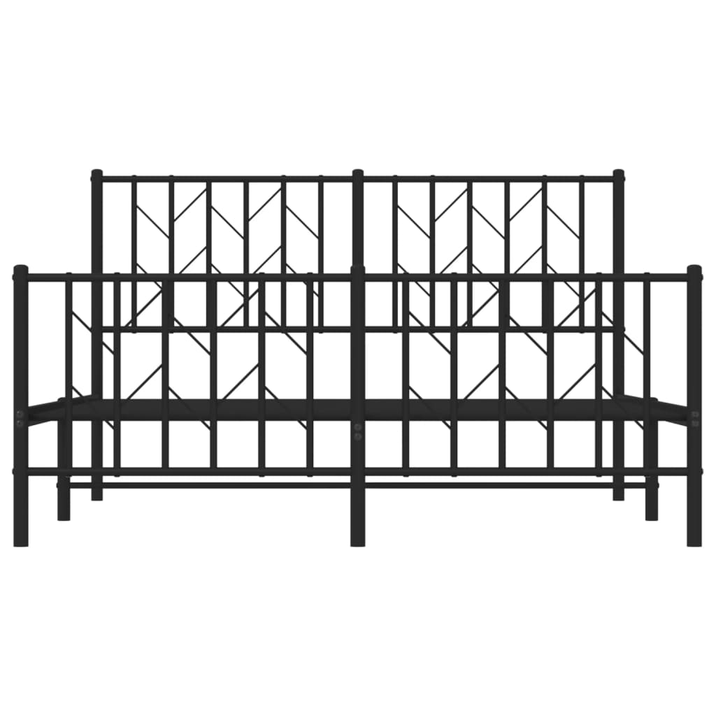 vidaXL Bedframe met hoofd- en voeteneinde metaal zwart 140x200 cm, foto 4